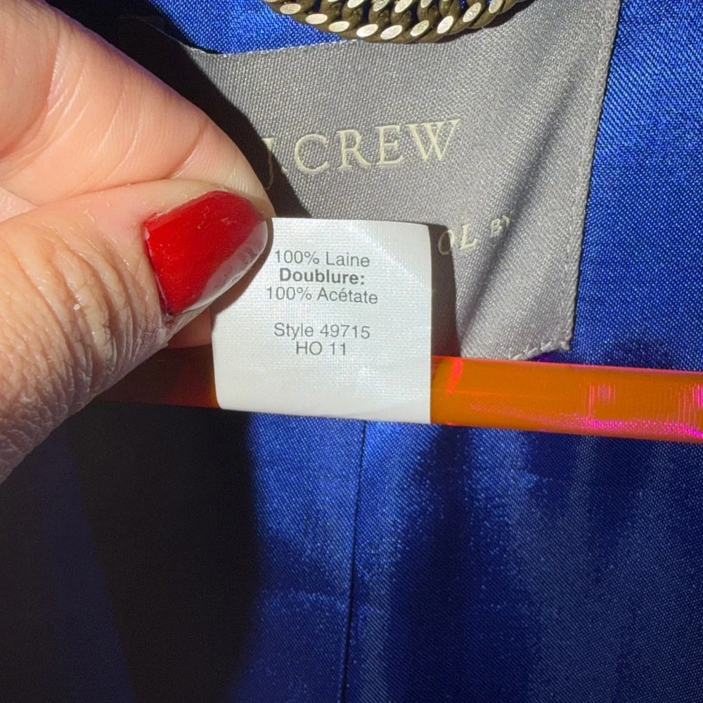 J.Crew Cobalt long Blue Wool Peacoat by Nello Gori – Women’s size small - Picture 5 of 6